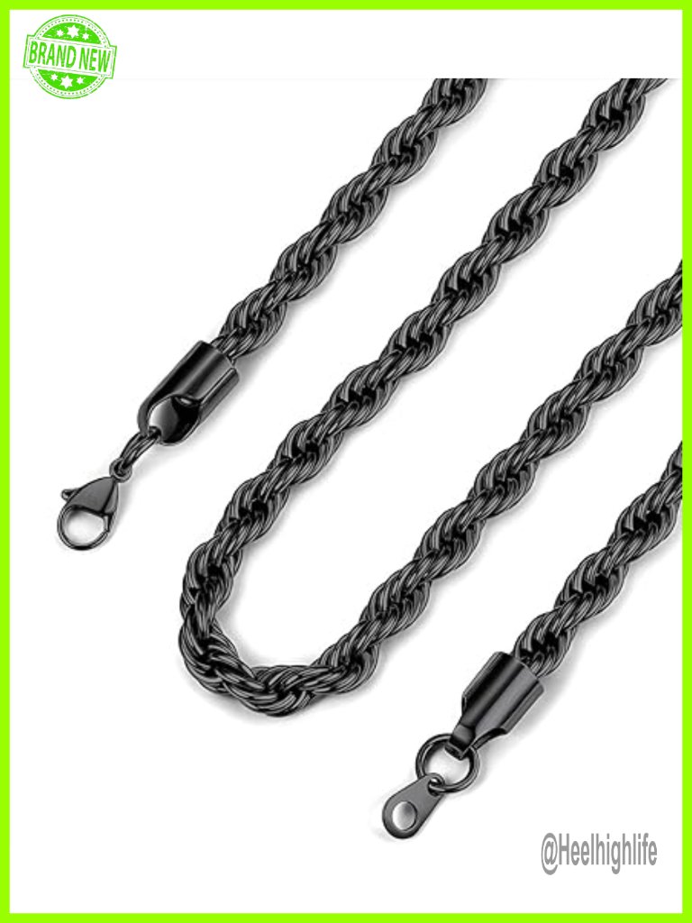 1.5mm To 6mm 14k Gold Plated Stainless Steel Rope Chain Necklace, 16-30 Inches